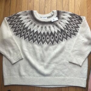 NEW Old Navy Nordic Cream Sweater 3X Icelandic Ski New Fair Isle Pullover
